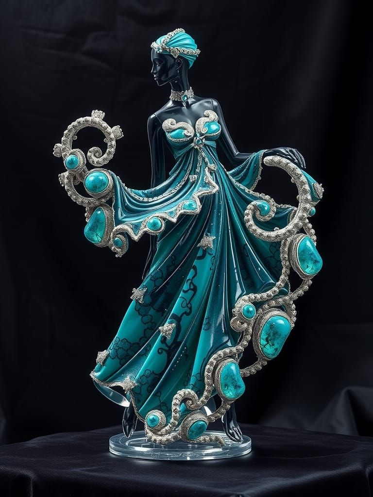 Figurative Sculpture Acrylic Wash Painted on Glass Couture