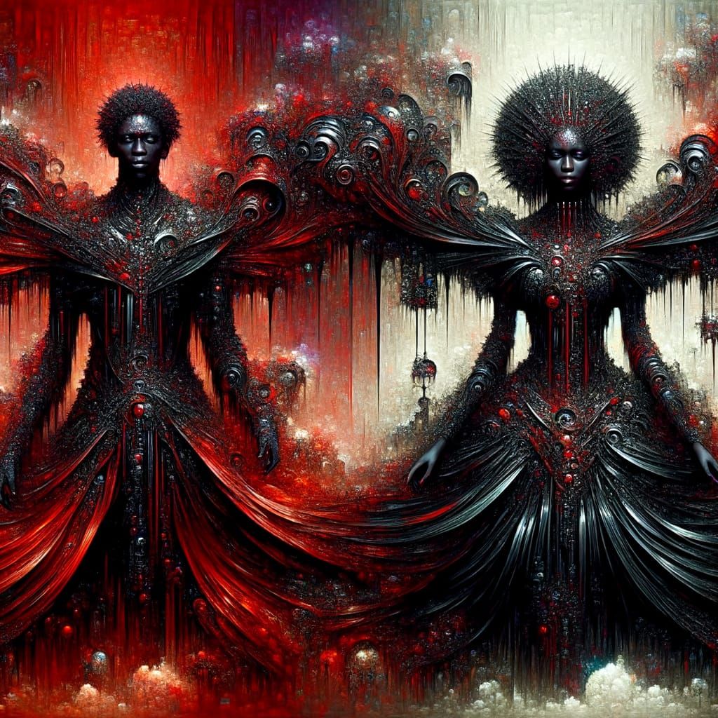 Exu and Pomba Gira in Gothic Black and Red