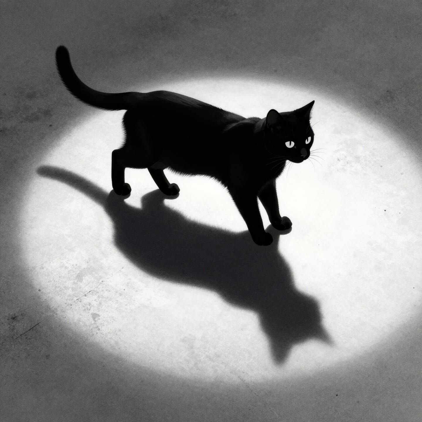 Sleek Black Cat Shadow Graphic Art