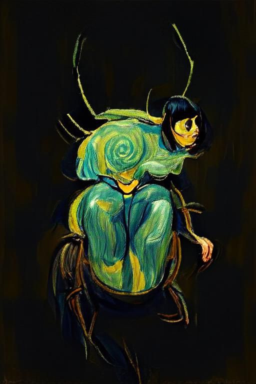 Beetle Woman in Van Gogh Style