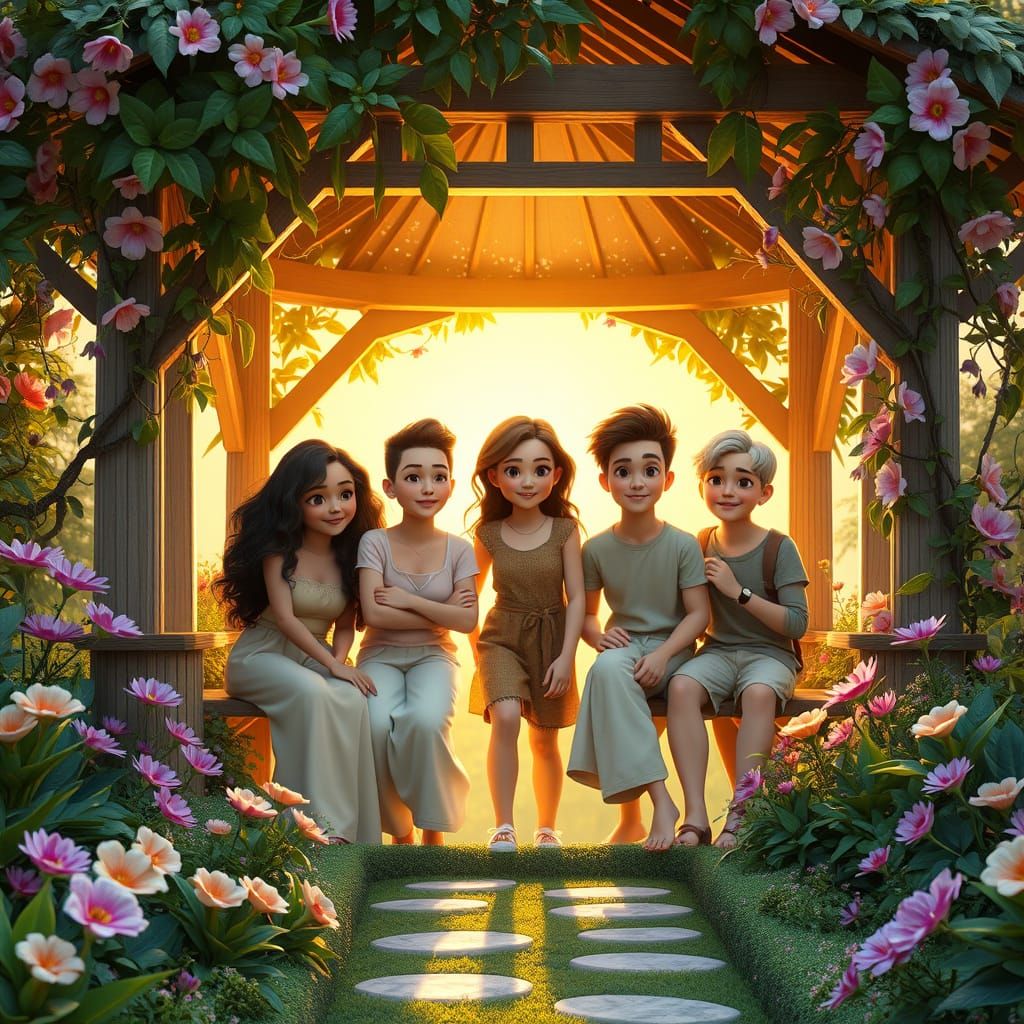 Whimsical Morning Hideout in Vibrant Garden Gazebo