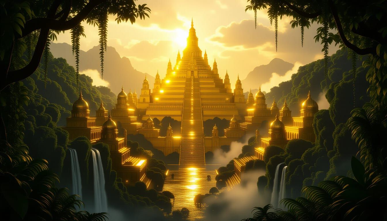 Golden City of El Dorado in Jungle Setting