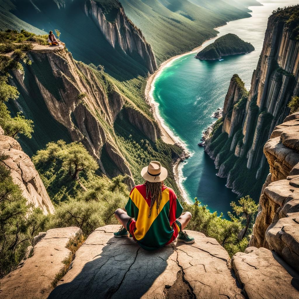 Person Contemplates Future from Cliff Edge