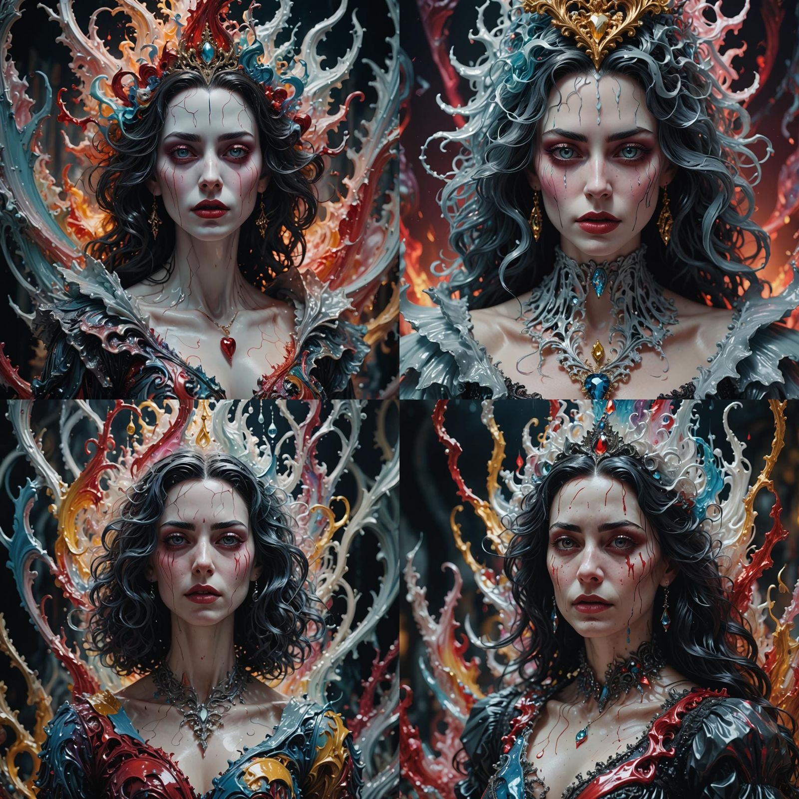 Sinister tear drop falls in 8k resolution, her feelings tilt-shift,manic volumetric lighting exposure to her hidden real...