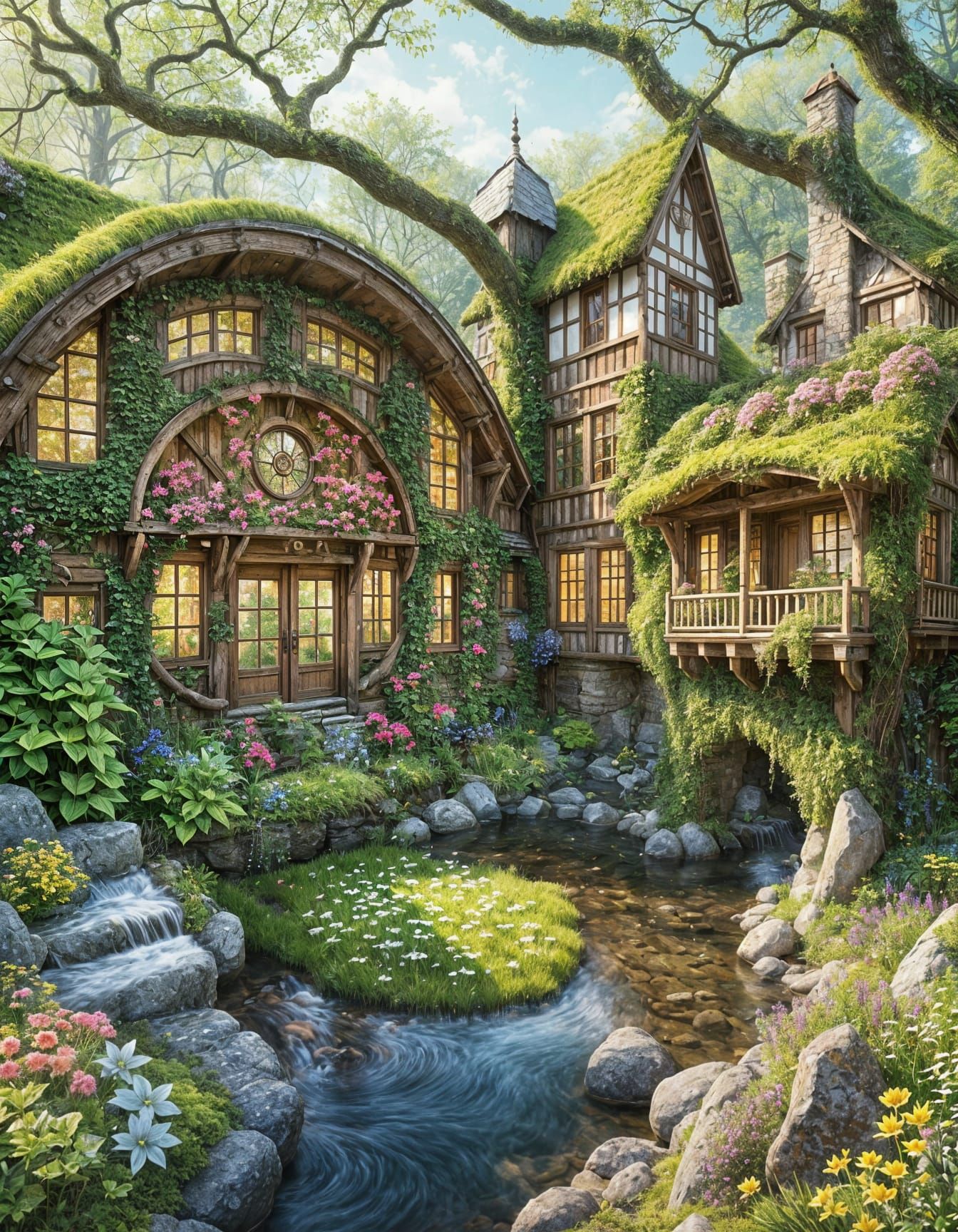 Enchanted Forest Scene in Detailed Digital Style