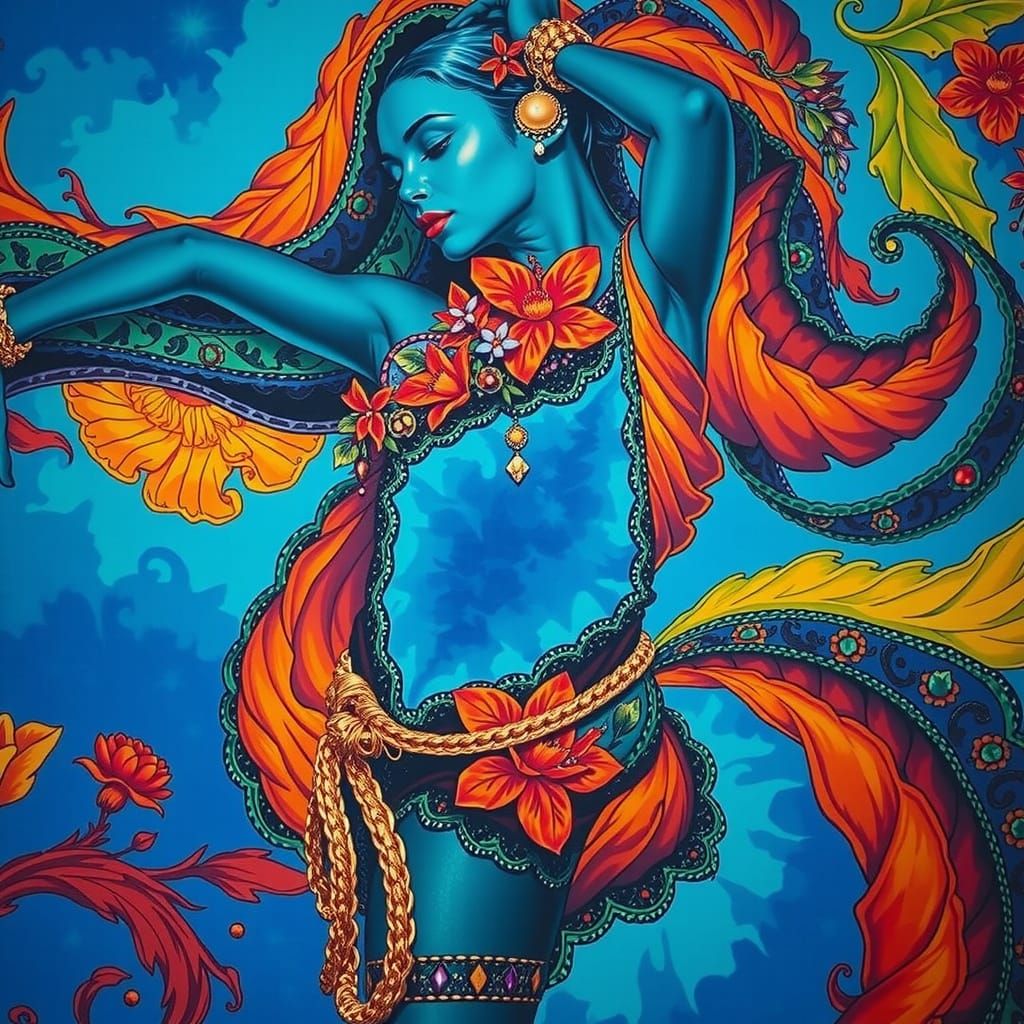 Psychedelic Garden Bloom with Cosmic Mystery