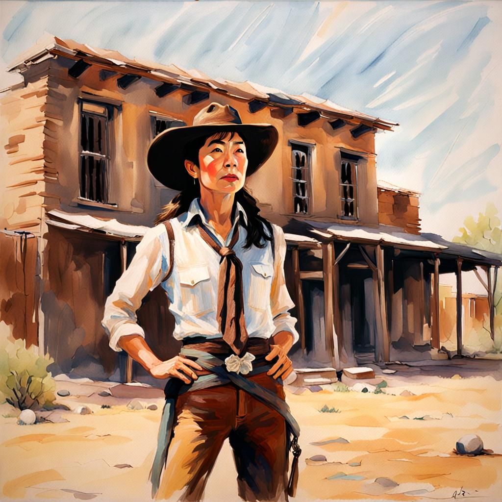 Michelle Yeoh as Western Character in Pastel Impressionism