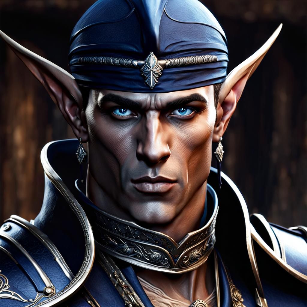 Dark Elf Pirate Mercenary Portrait in High Fantasy Style