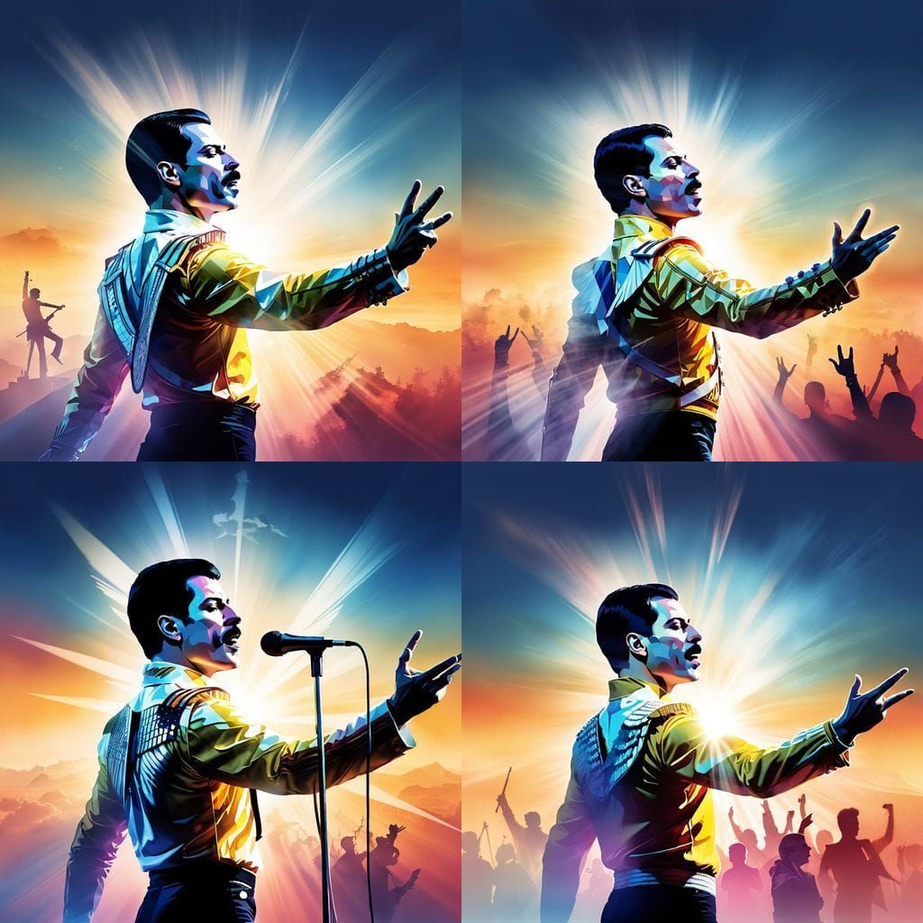 Freddie Mercury in Double Exposure Sunrise Victory