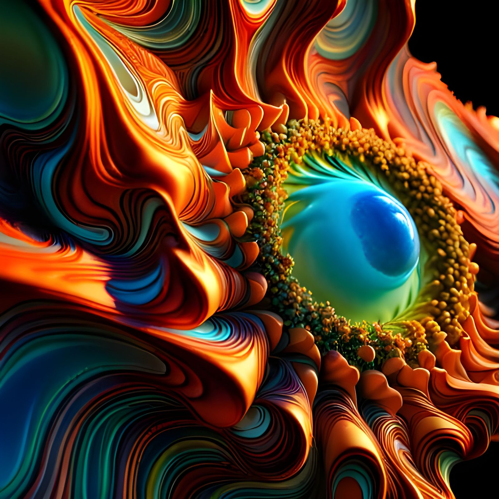 Iridescent Fractal Mandelbulb Sculpture in 3D