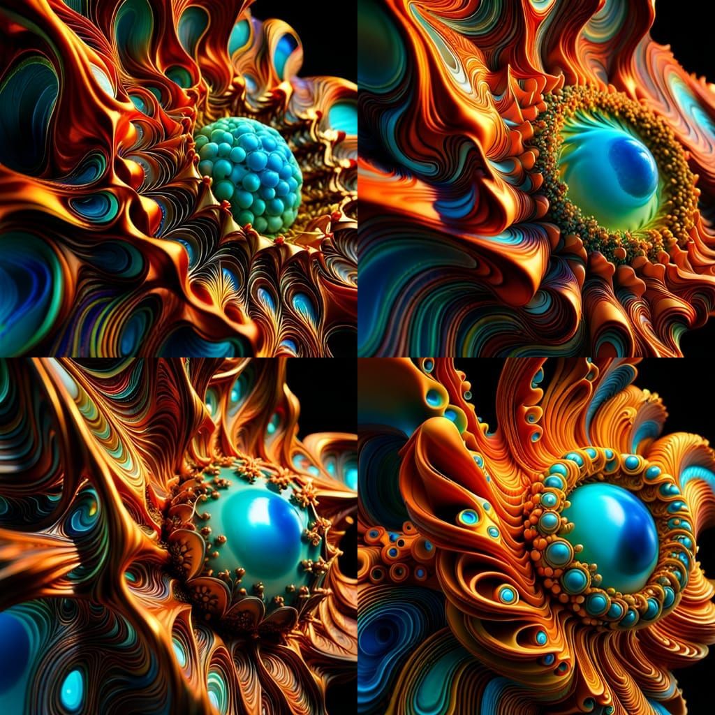 Iridescent Fractal 3D Sculpture in Photorealistic Style