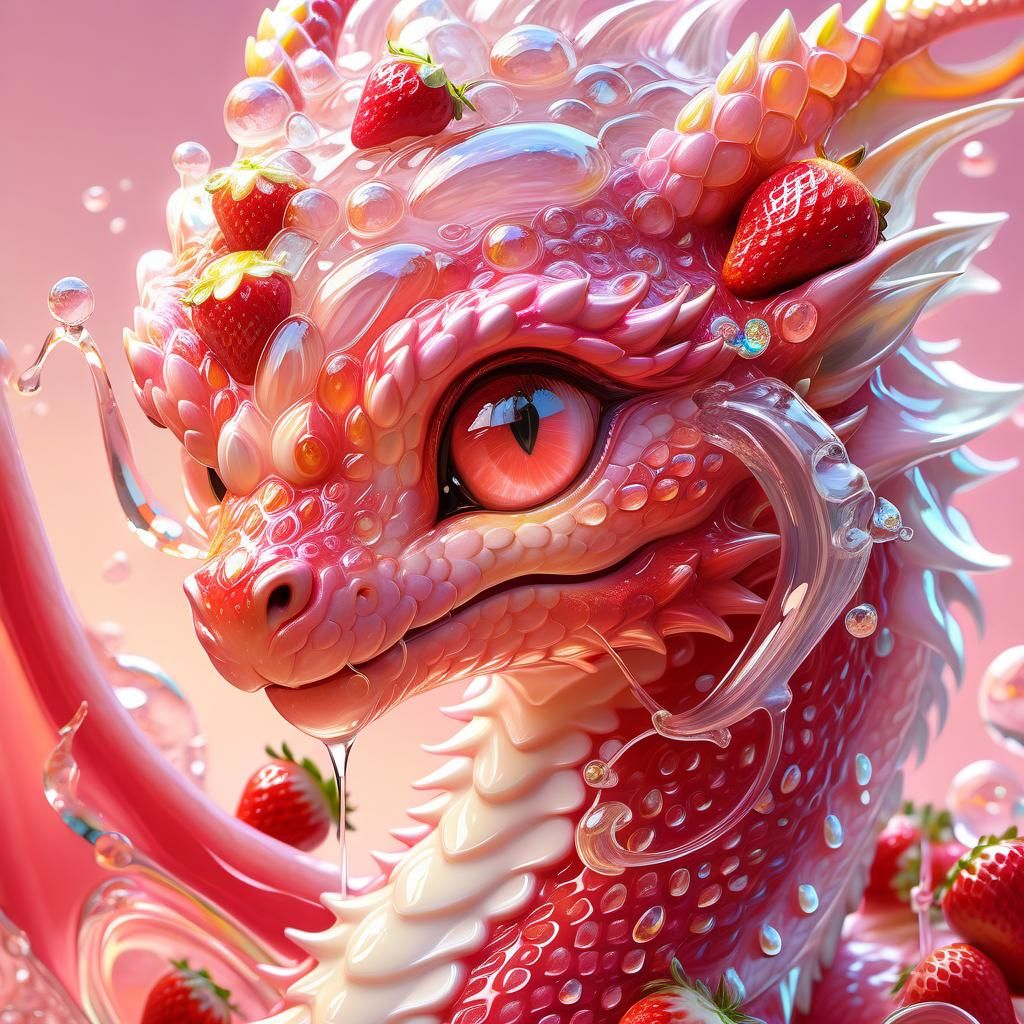 Strawberry Lemonade Dragon in Anime Style