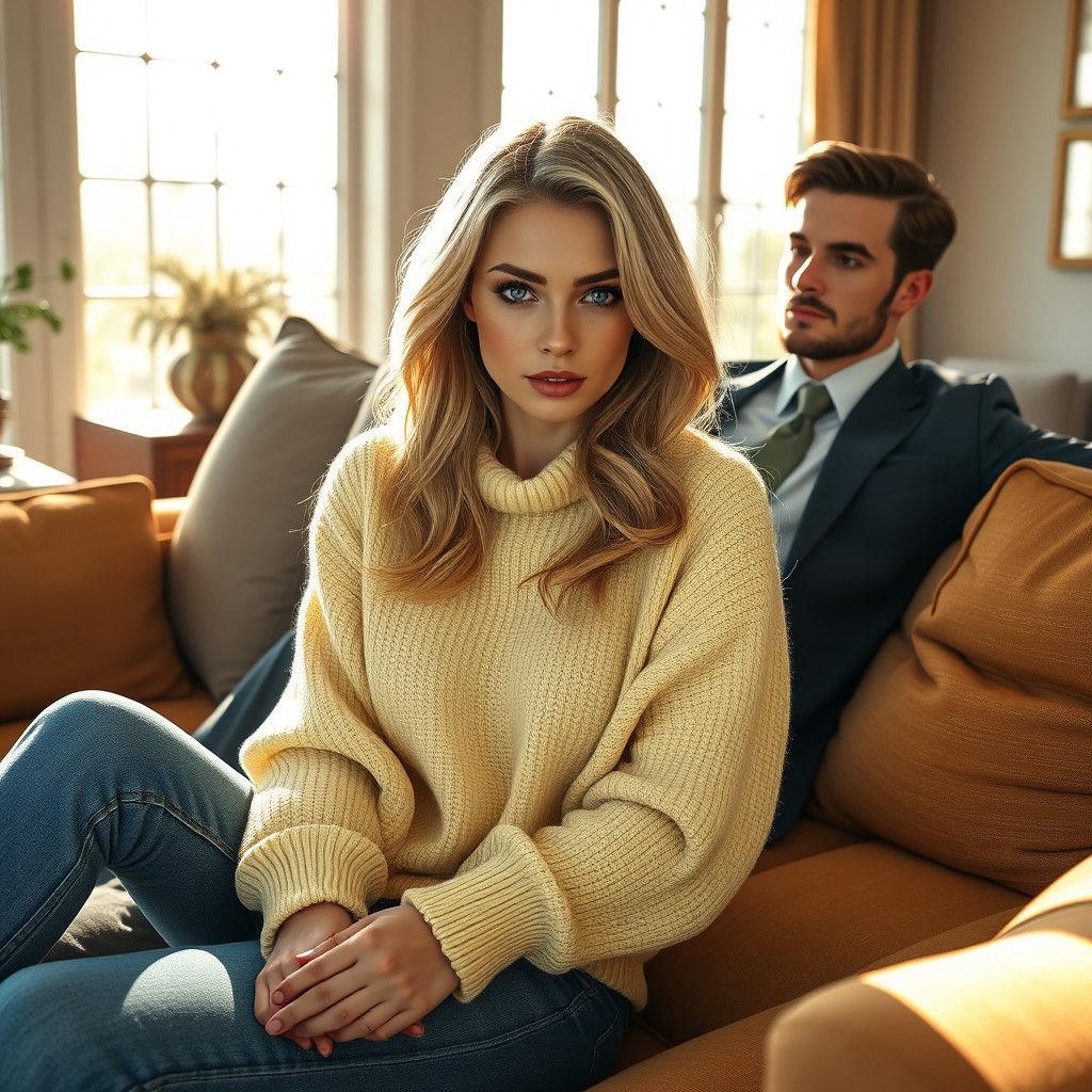 Blonde Woman in Sunlit Room: Fantasy Concept Art