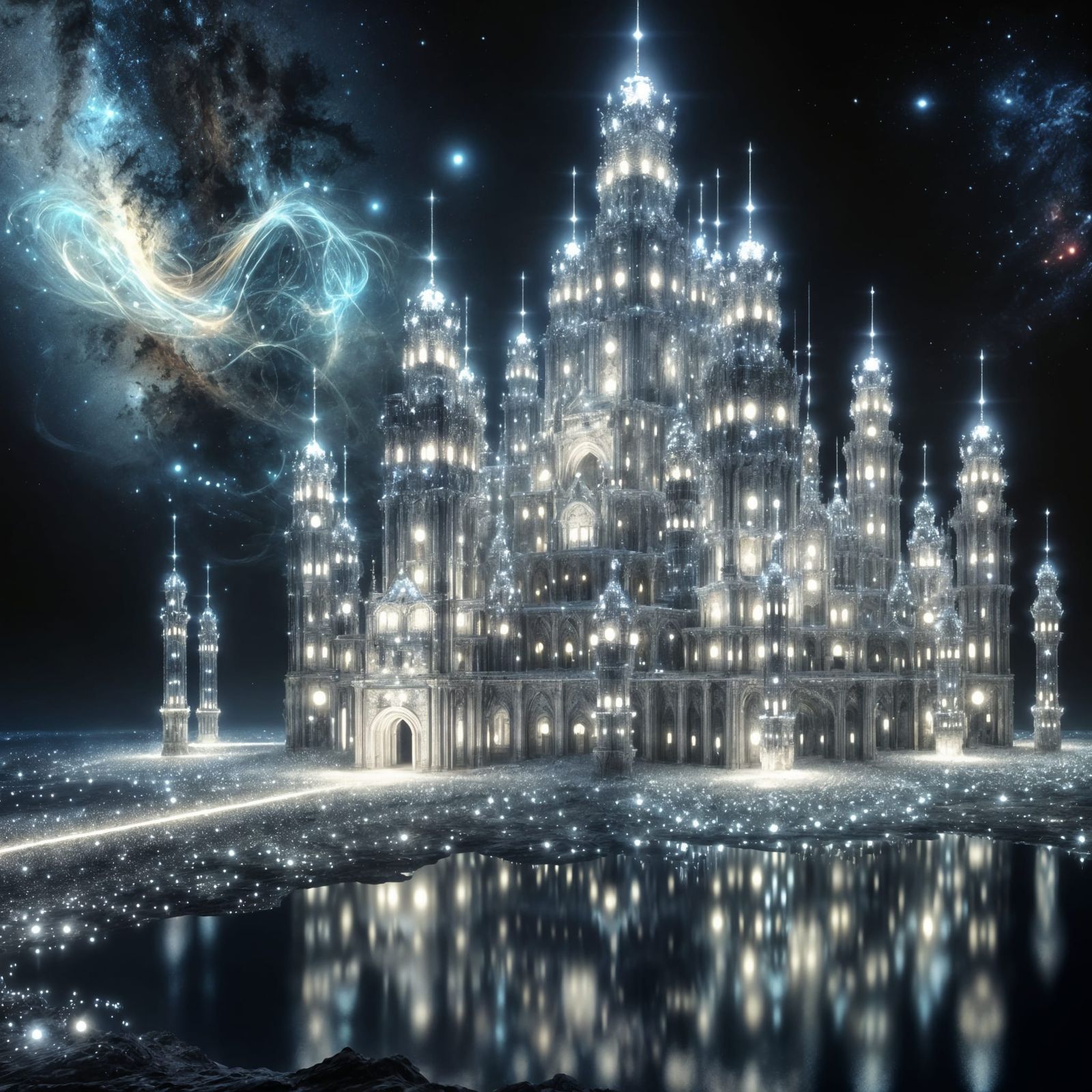 Celestial Star Tower in Extraterrestrial Landscape