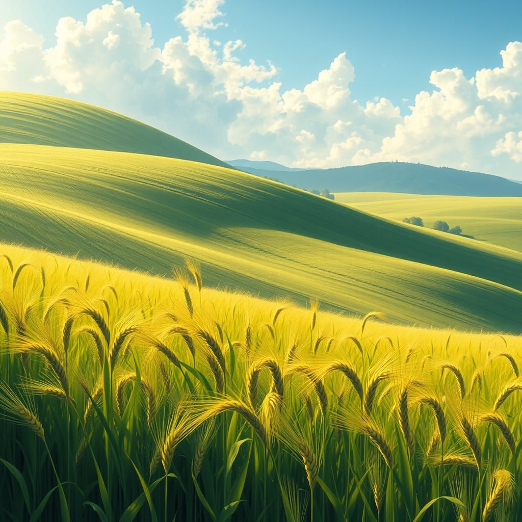 Golden Wheatfields Wave in a Bountiful Harvest Landscape