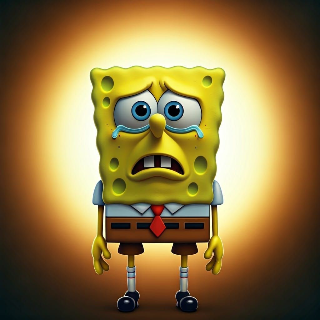 SpongeBob Crying in Pixar-Style 3D Digital Art