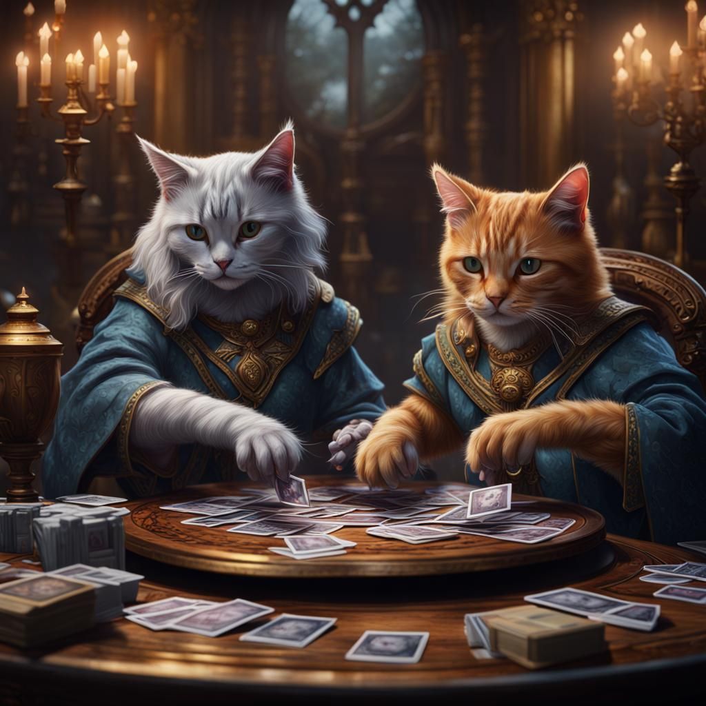 Cats Playing Magic: The Gathering, Fantasy Concept Art