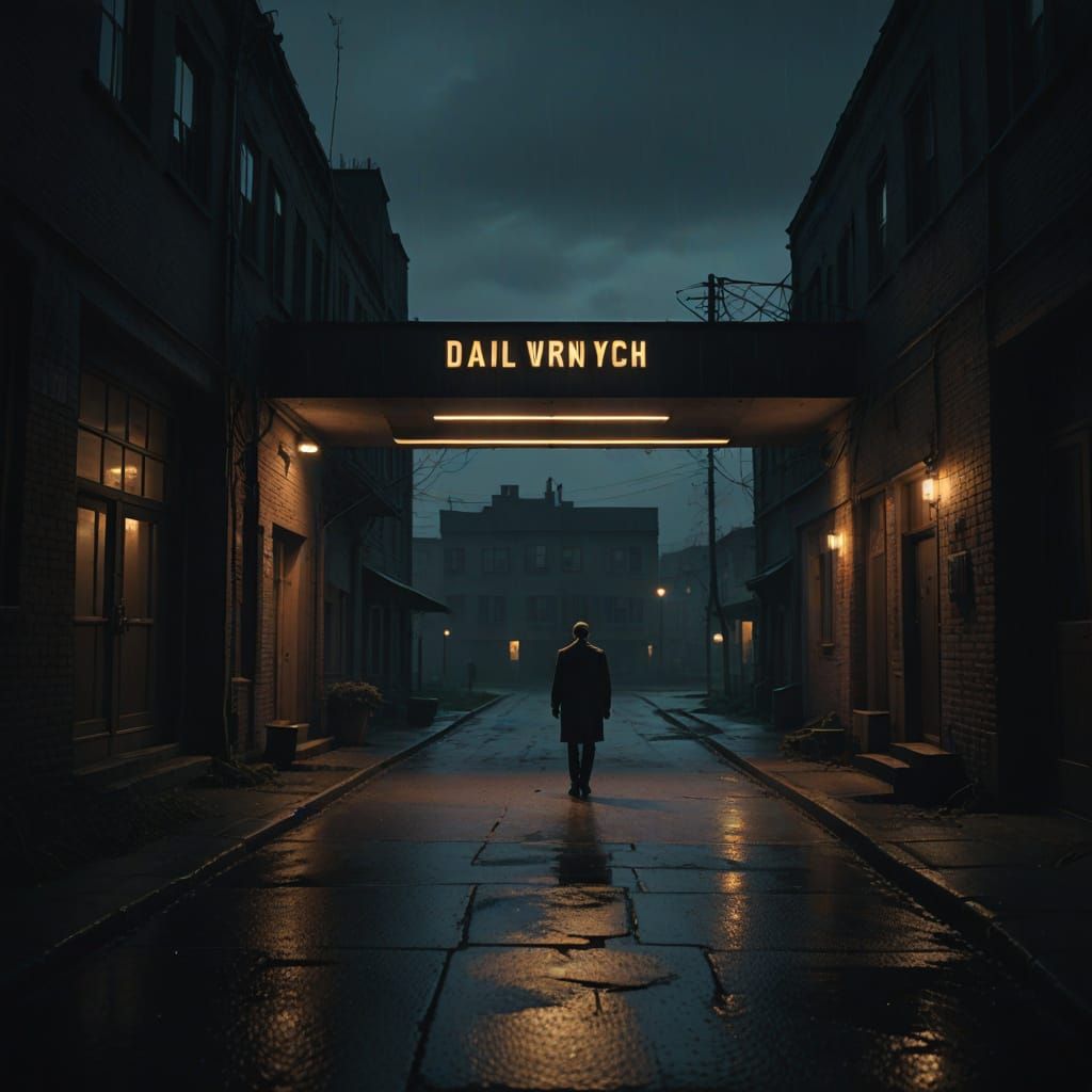 Eerie Hotel Entrance at Dusk in a Moody, Surrealistic Aesthe...