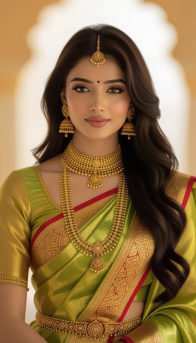 Indian Woman in Banarasee Saree, Cinematic Lighting