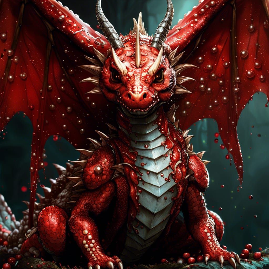 Dragon with Pearls and Blood: Fantasy CGI Art