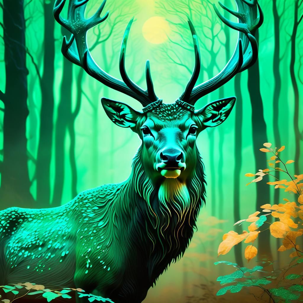 Majestic Stag in Mystical Forest: Concept Art