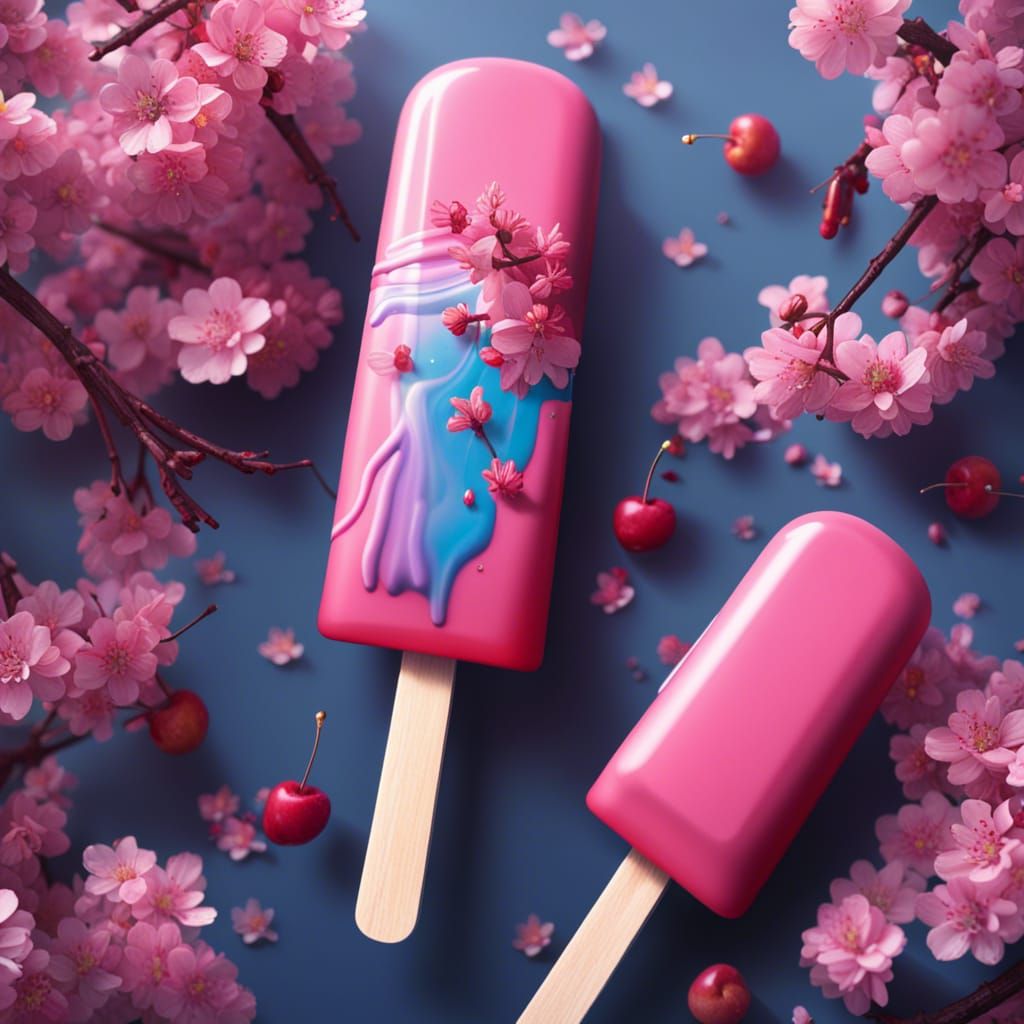 Cherry Blossom Popsicle: Detailed Matte Painting