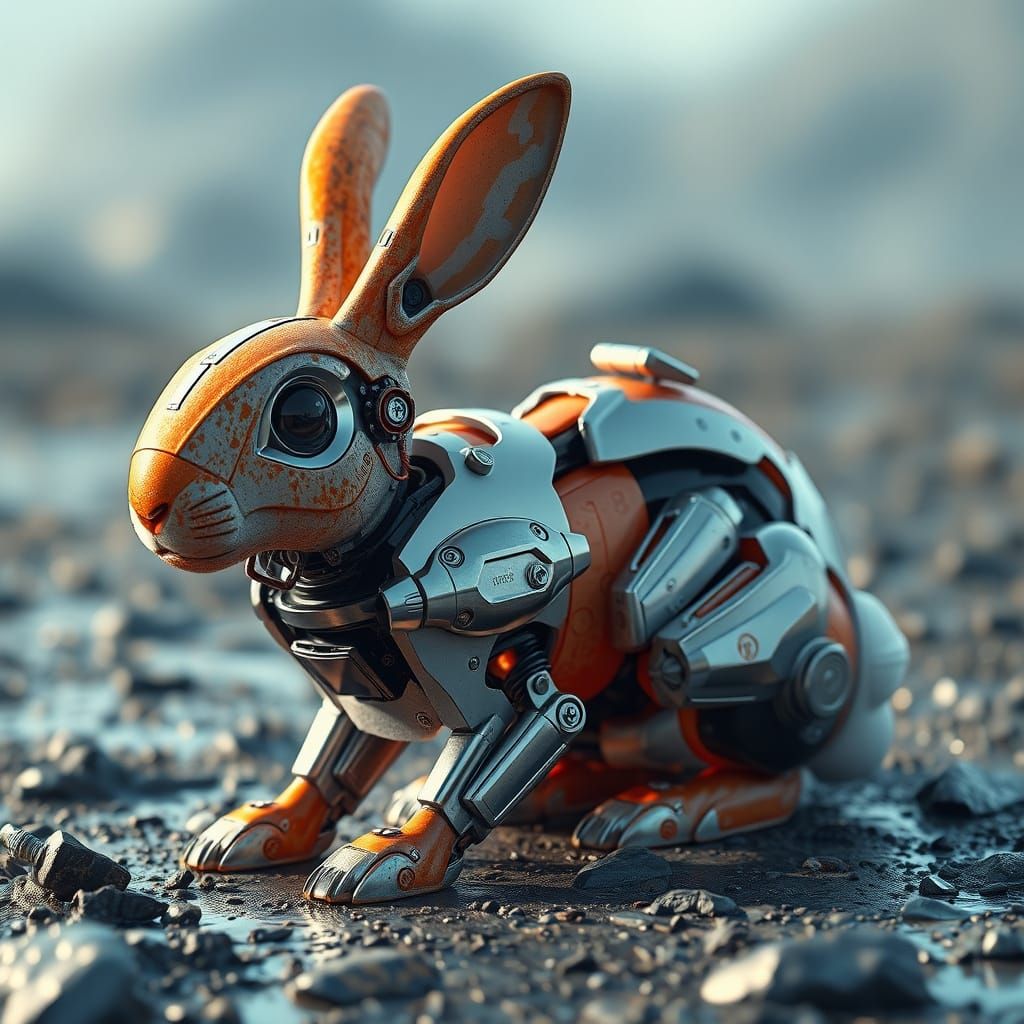 Sushi Rabbit with Metallic Sci-Fi Details