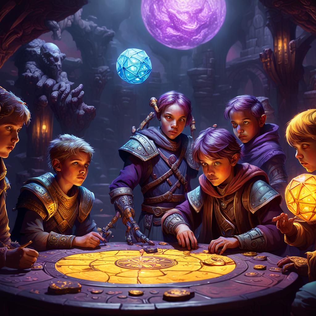 Children's D&D Game in Dark Fantasy Style