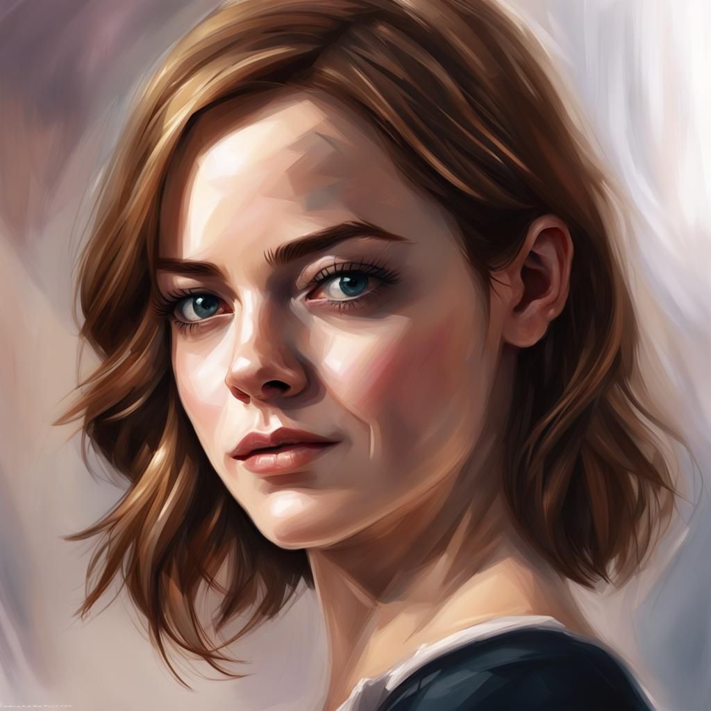 Emma Stone as Watson and Portman: Hyperdetailed Portrait