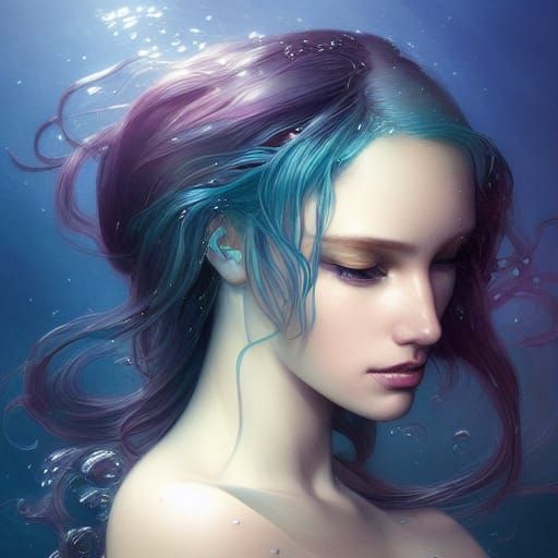 Enchanting Mermaid Portrait in Ocean Depths