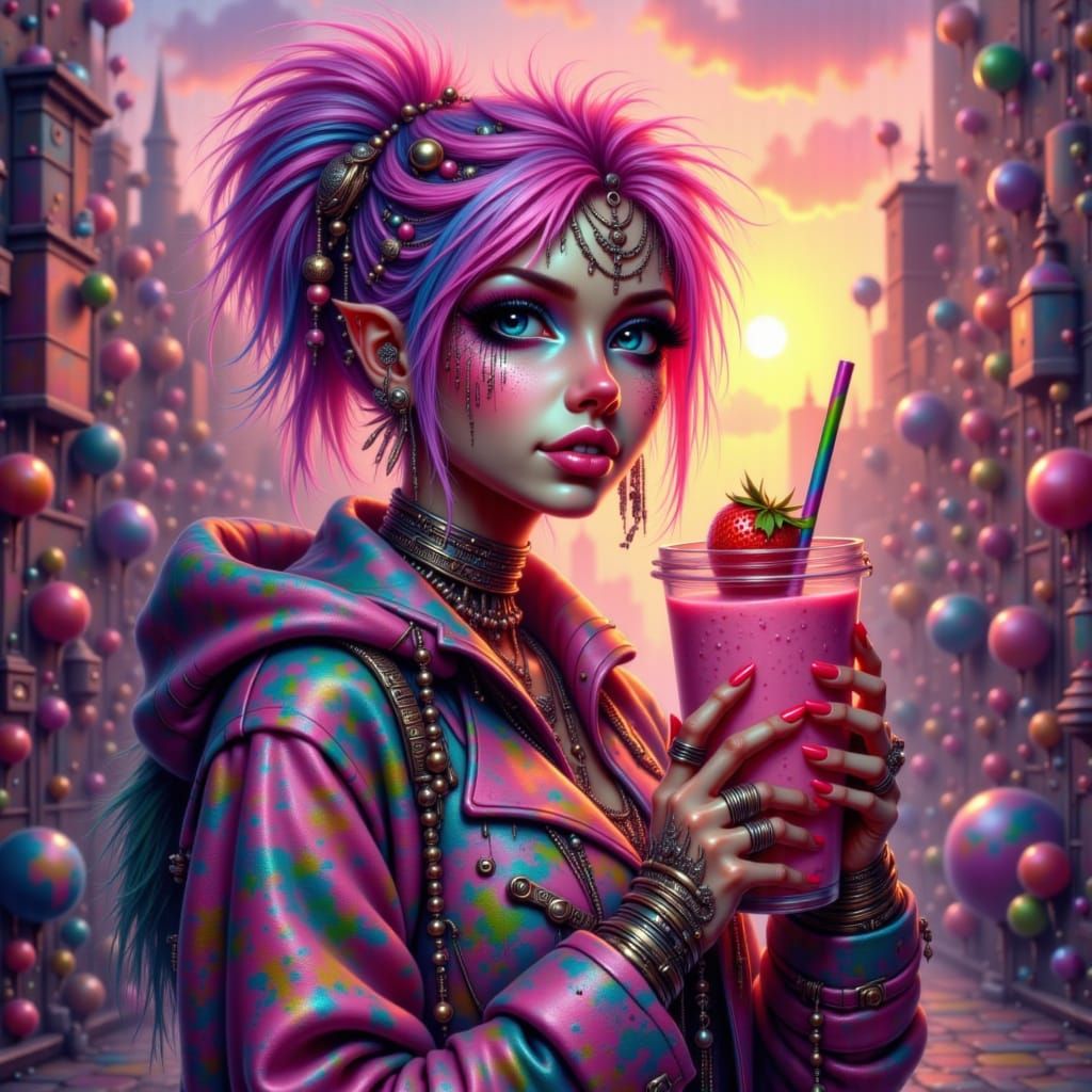 Strawberry Smoothie Gangster in Pop Art Style