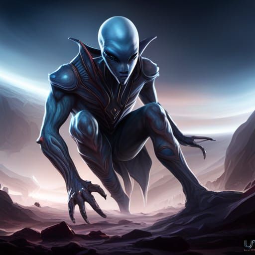 Menacing Alien Male with Dark Power