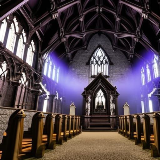 Gothic Steampunk Church with Lightning, Professional Photogr...