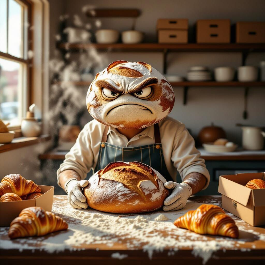 Hyperrealistic Sourdough Baker in the Style of Dutch Masters
