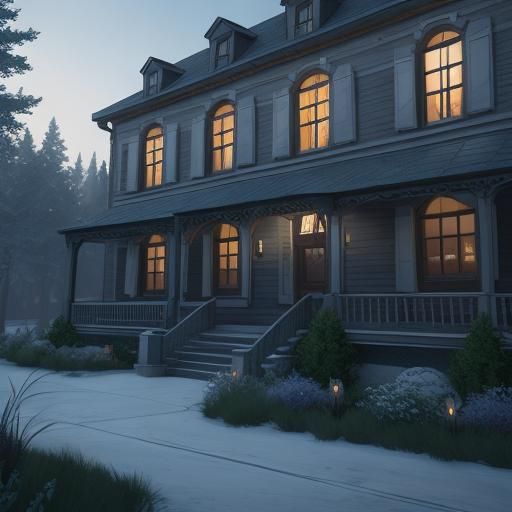 Futuristic Aluminum School in Lamplight: 3D Render