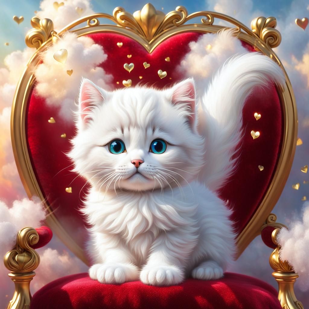 Fluffy Kitten's Valentine Dream in Ethereal Style
