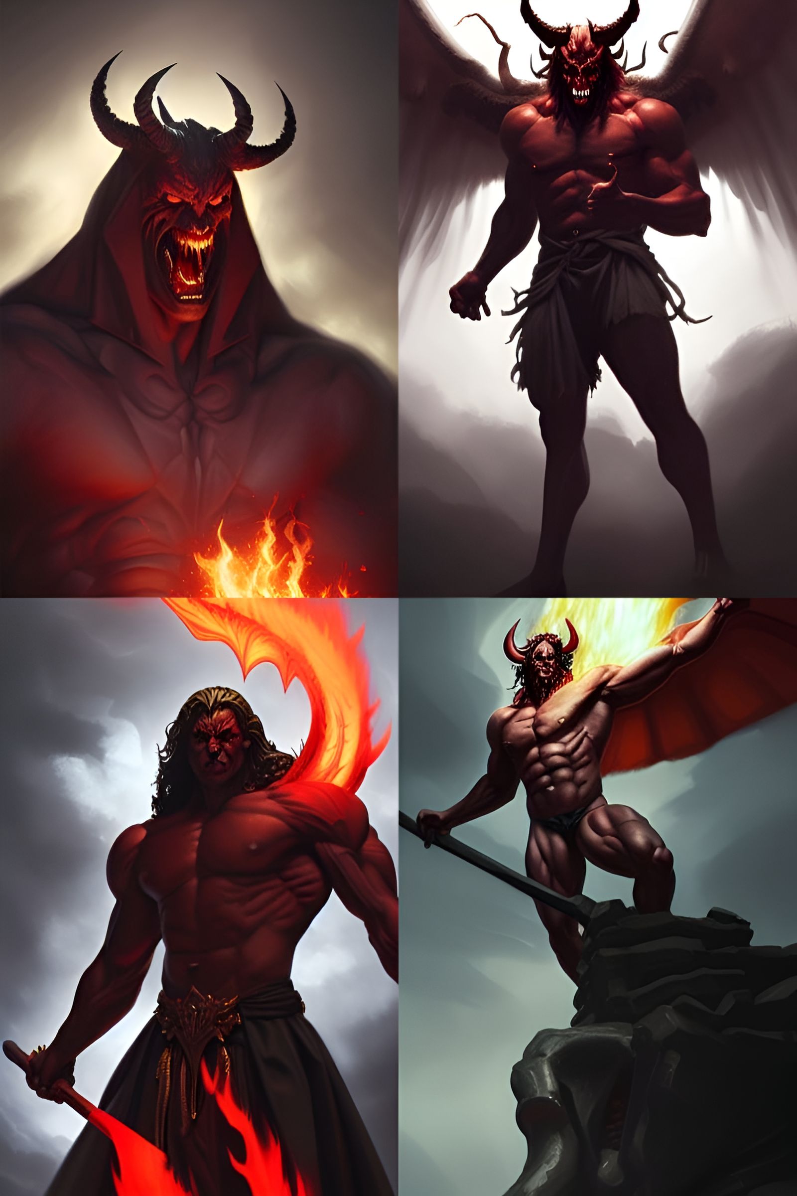 Wrathful Satan Portrait in Hyperdetailed Concept Art