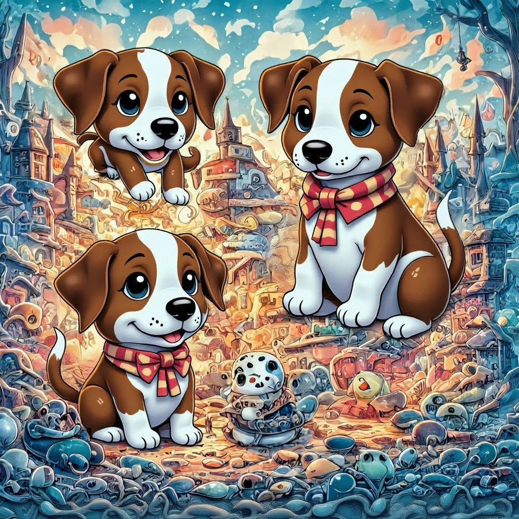 Anime Basset Hounds in a Detective Mystery