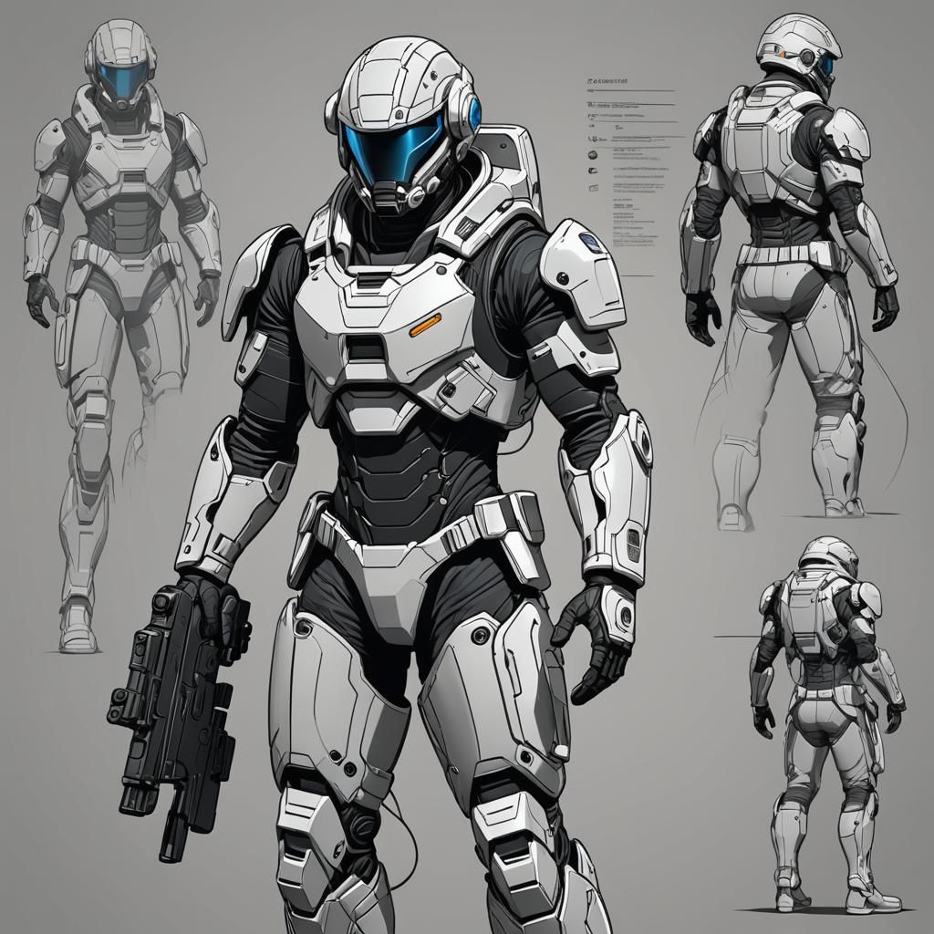 Futuristic Sci-Fi Soldier in Cel-Shaded 3D Vector Art