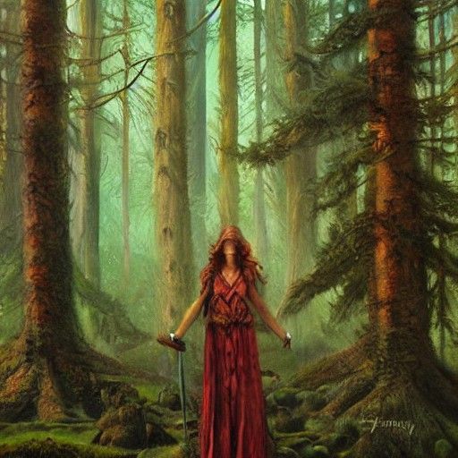 Forest Mage in Oil Painting Style
