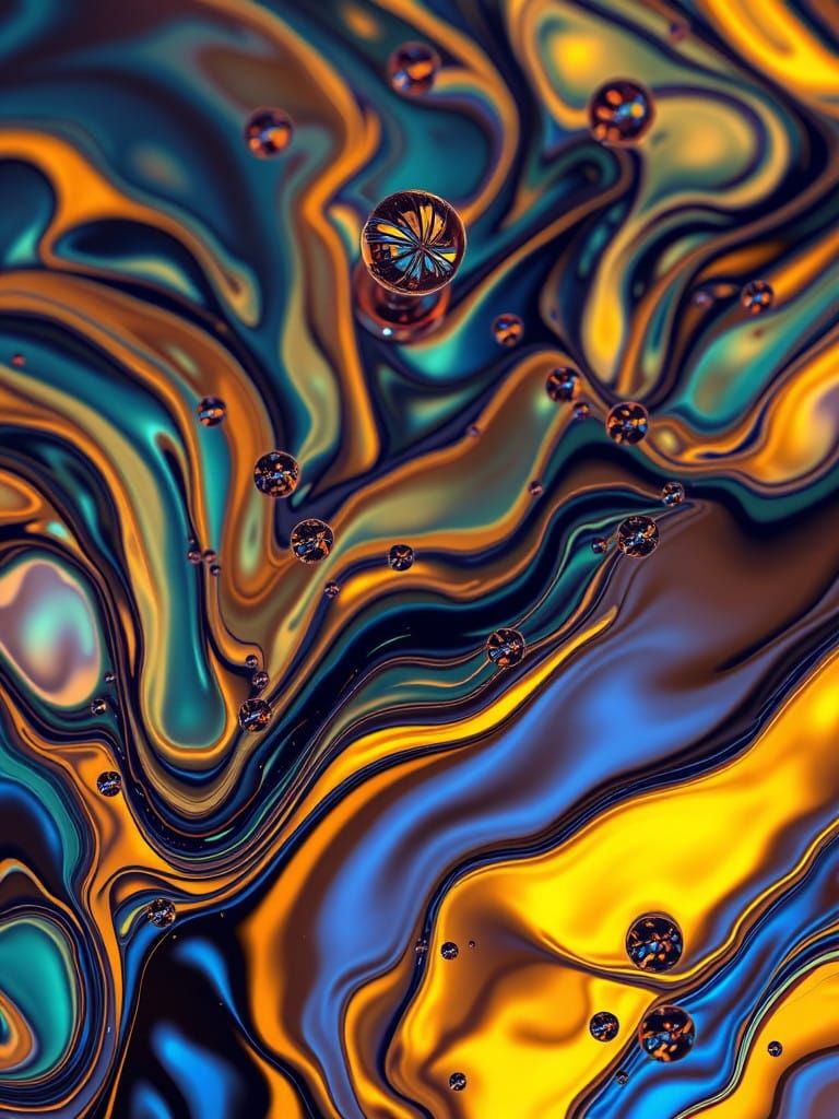 Vibrant Oil Waves in Cyberpunk Style