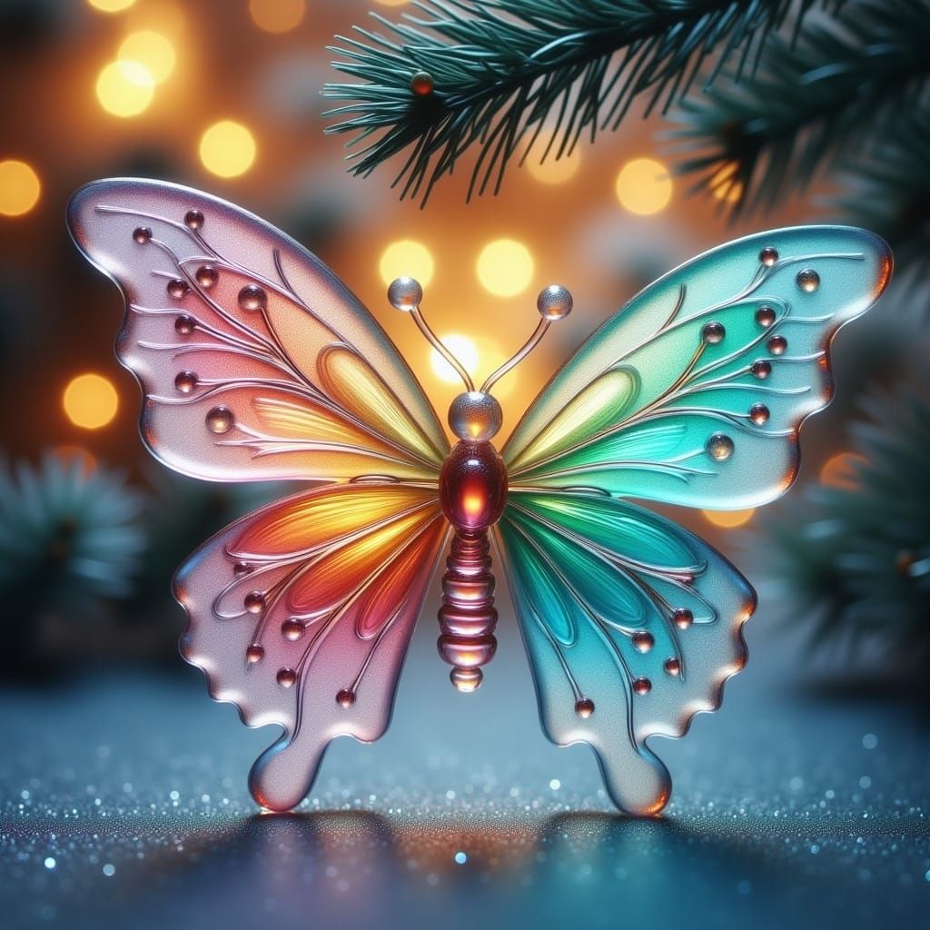 Frosted Glass Butterfly in Christmas Tree
