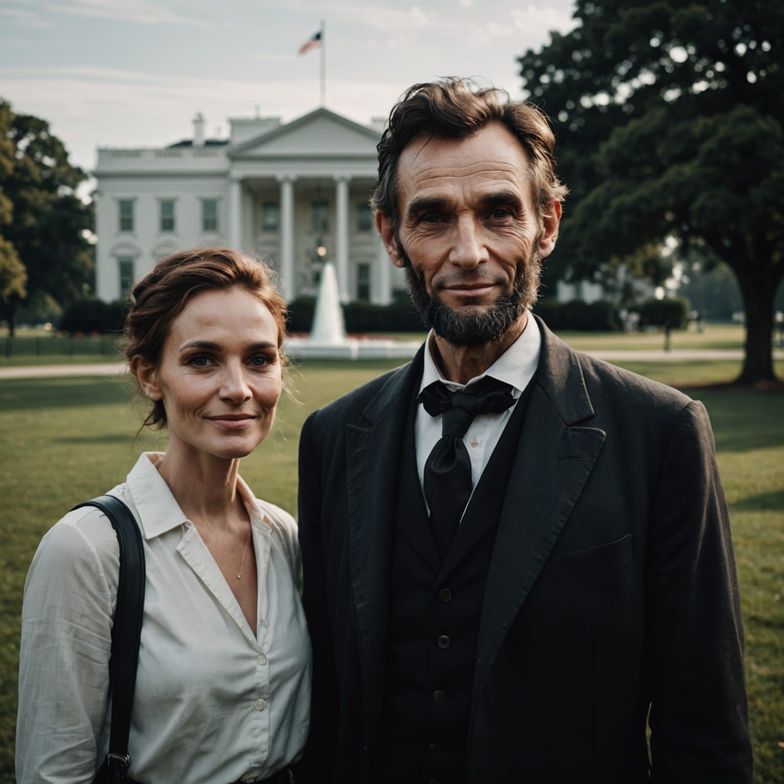 Abraham Lincoln Smiles Behind White House Photo