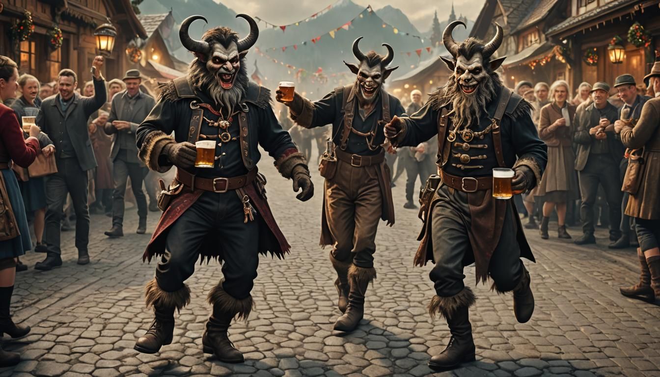 Krampus Celebrates Oktoberfest in Germany