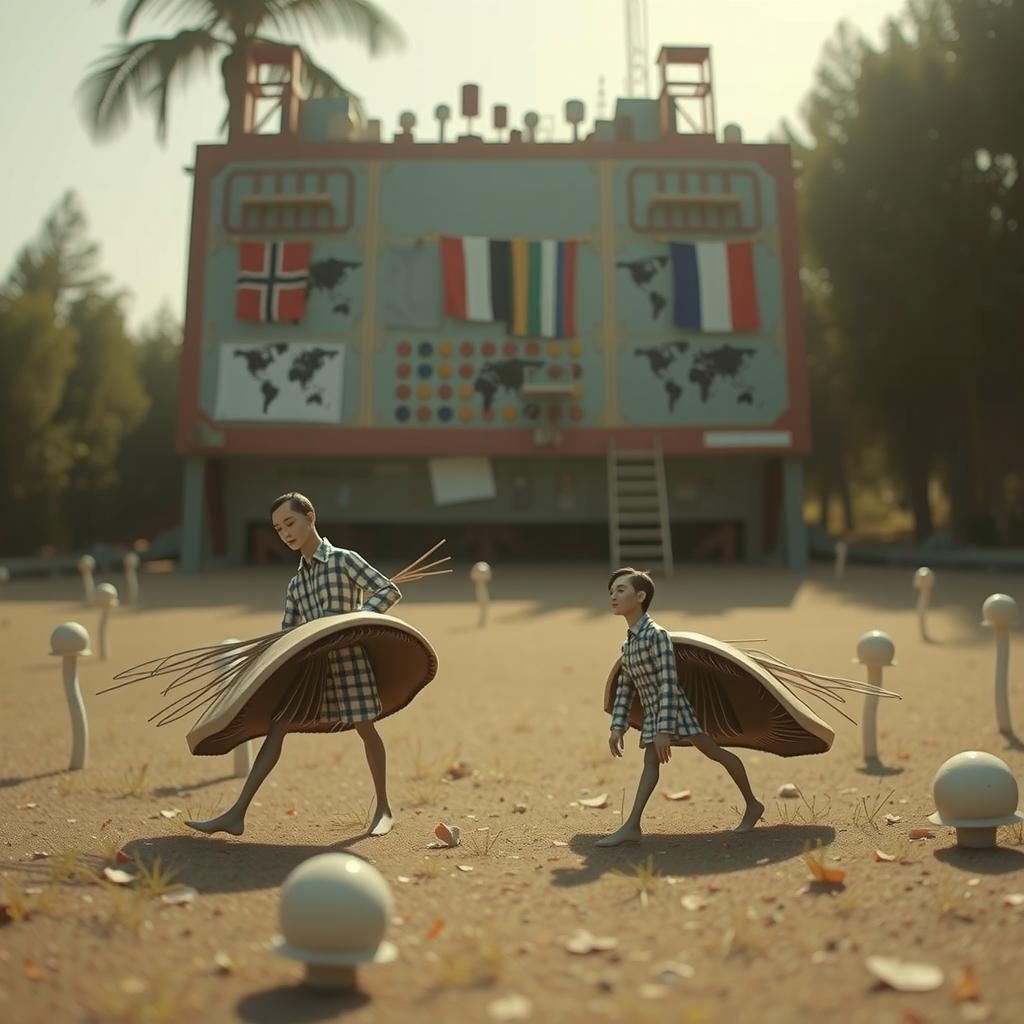 Dystopian Bureaucrats Counting Mushrooms: Porcelain Sculptur...