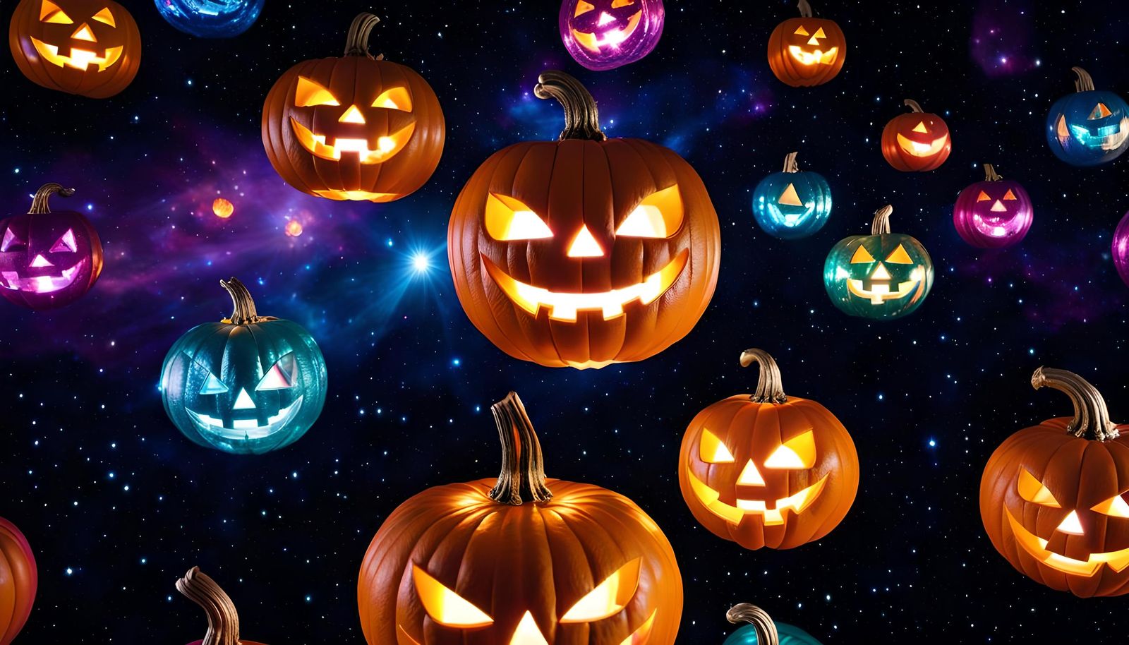 Crystal Jack-o-lanterns in Deep Space: Colorful Photo