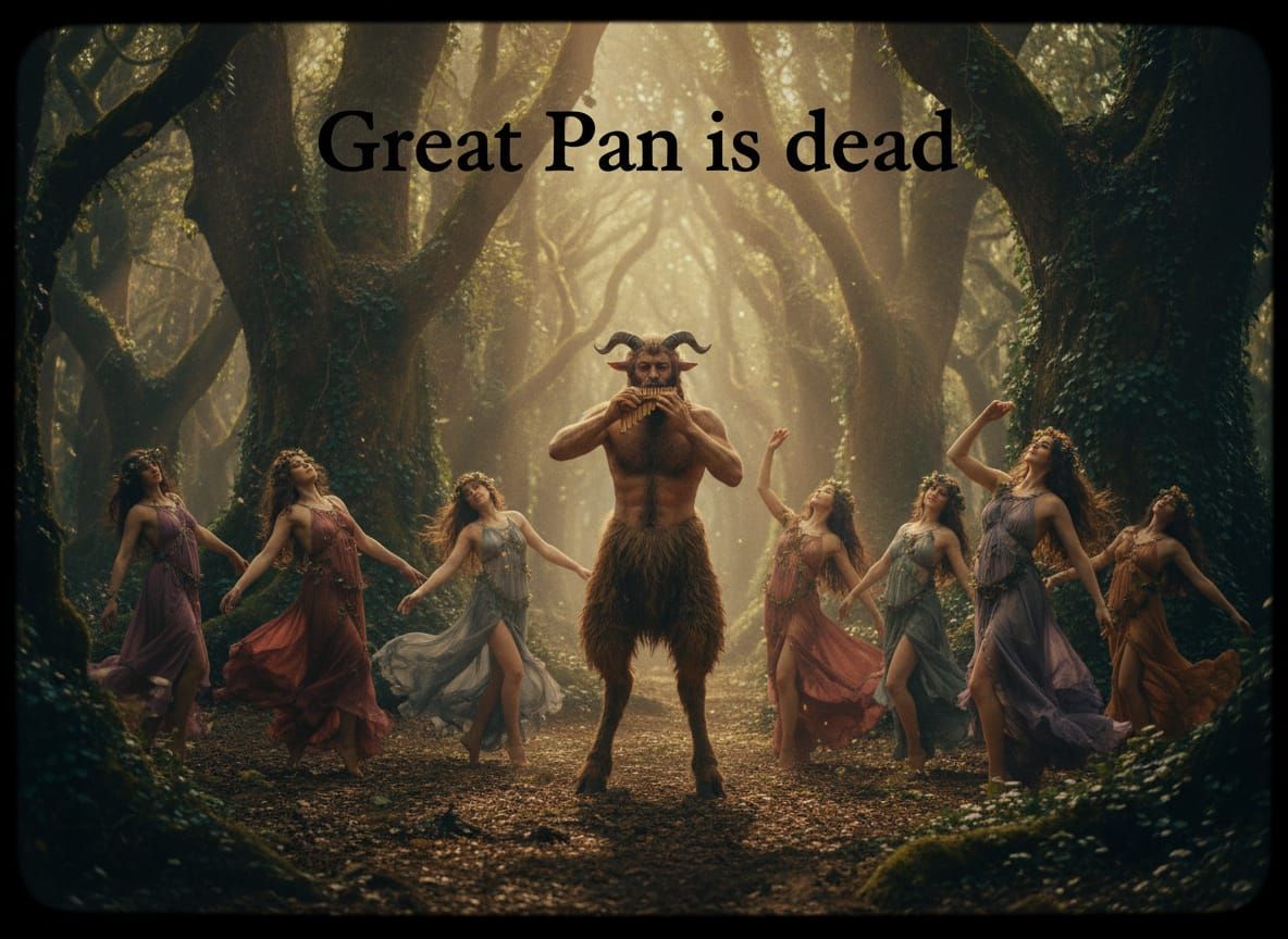 Satyr and Nymphs in Ancient Forest, Great Pan is Dead