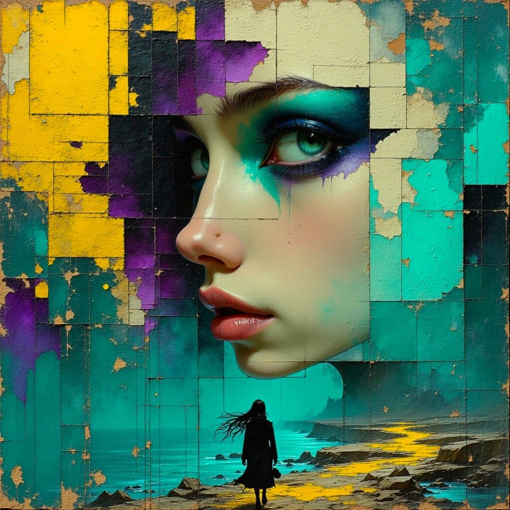 Emotional Turquoise Tears Carve Heartache Pathways