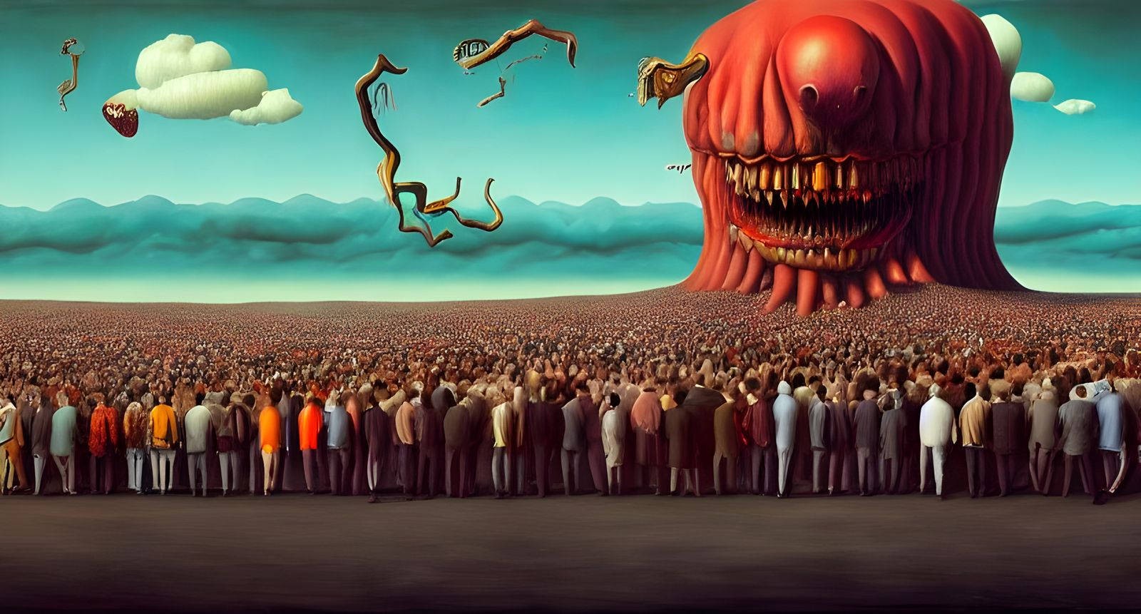 Surreal Maw: Symbolic Oil Painting in Deep Colors