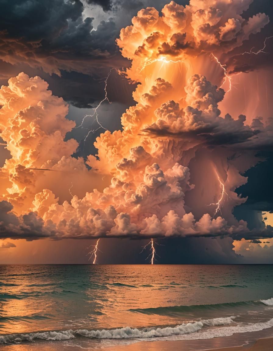 Florida Sunset Storm with Distant Lightning